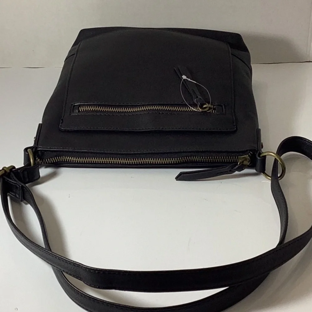 Style & Co Hudsonn North South Crossbody Bag Women's Black Top Zip Closure